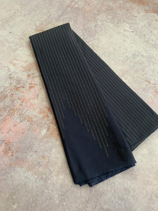 Noil Silk Temple Border Saree navy blue color