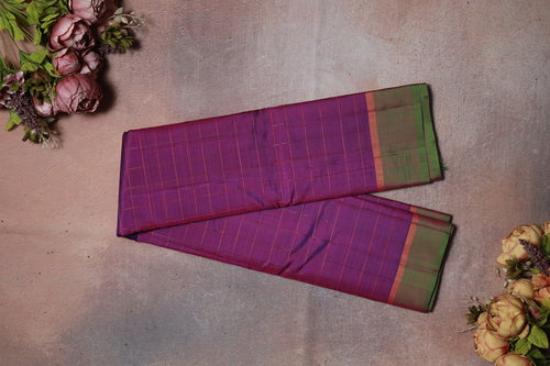 voilet and green Dobby Handloom Silk Saree