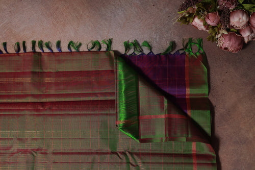 voilet and green Dobby Handloom Silk Saree