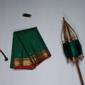 NVHSBC001-Bottel green Handloom Silk Saree