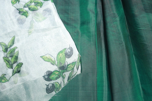 Dark Green Silk Handloom Fabric per meter