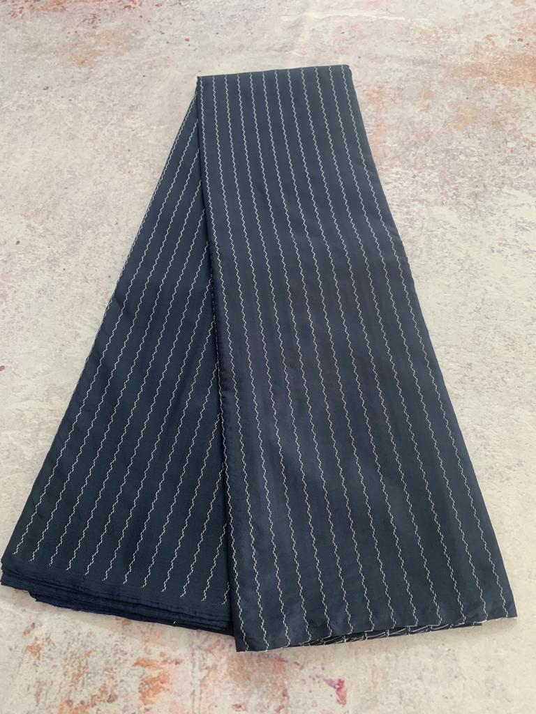 Noil Silk line saree - navy blue