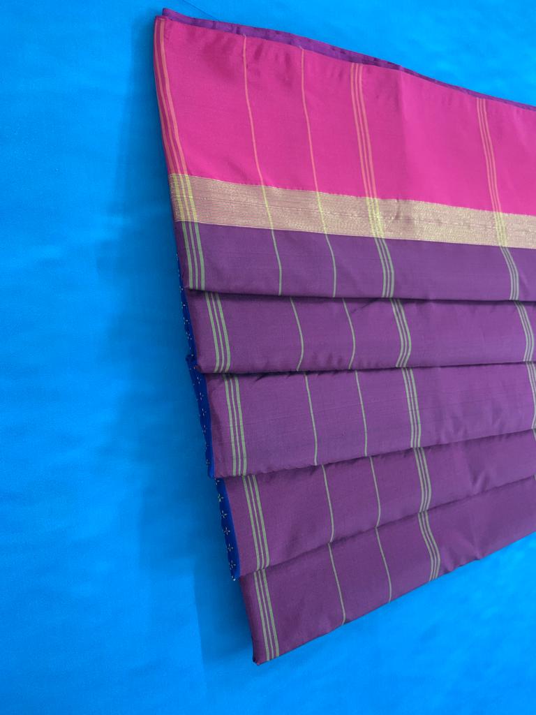 Noil Silk Plus Saree Sky Blue