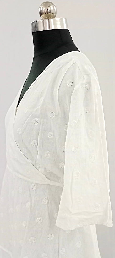 Classic Comfort: White Full Sleeve Pure Cotton Crop Top- NV92367/F001-004
