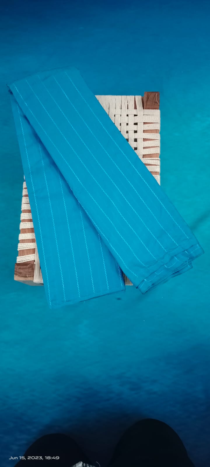 Noil Silk Line Sarees - Sky Blue
