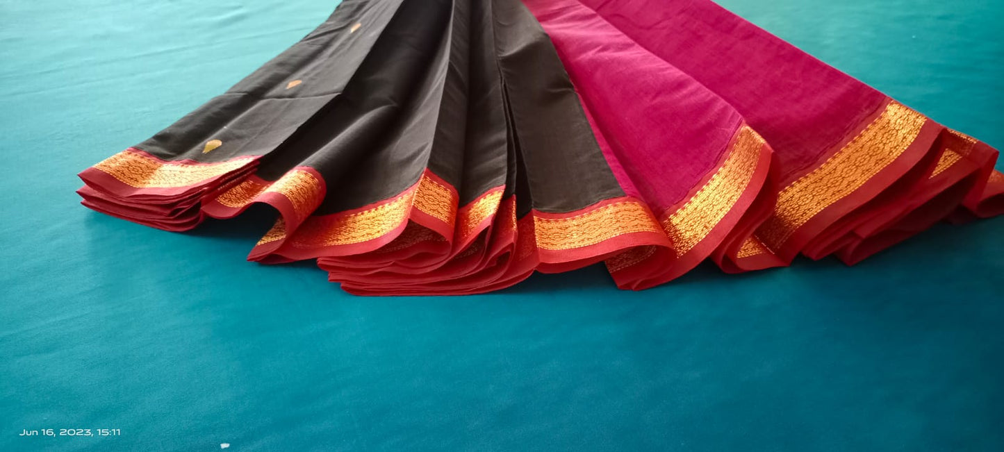 Silk cotton saree black color