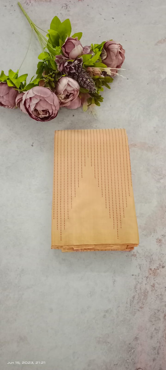 Noil Silk Temple Border Saree sandel color
