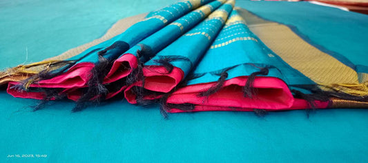 Kanji Silk Cotton Saree Redish pink colour