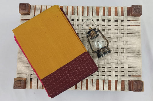 NSTR001-NSTR002-Noil silk checked border saree pink and brown