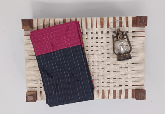 NSTR1009-NSTR1011-Noil silk checked border Black and pinkv