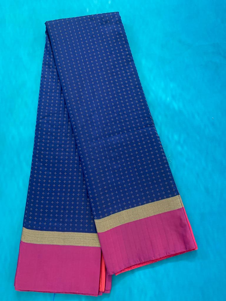 Noil Silk Plus Saree Sky Blue