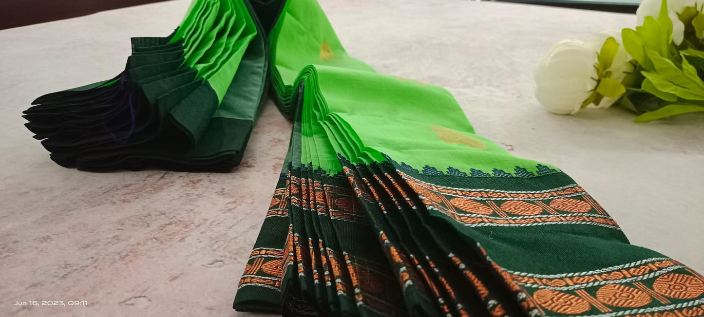 Silk cotton saree green color