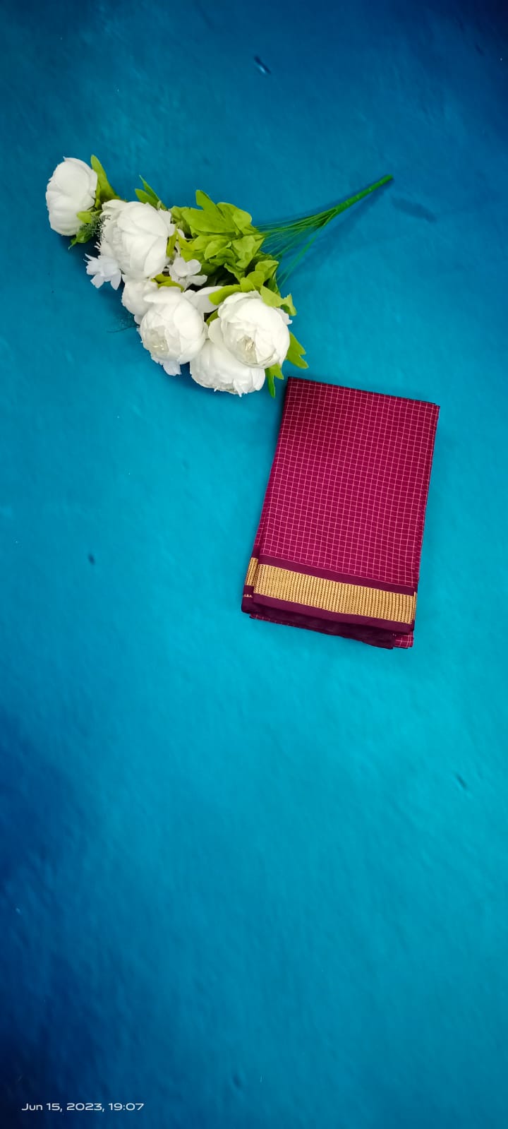 Soft Silk Checked Border  - Dark red Sarees