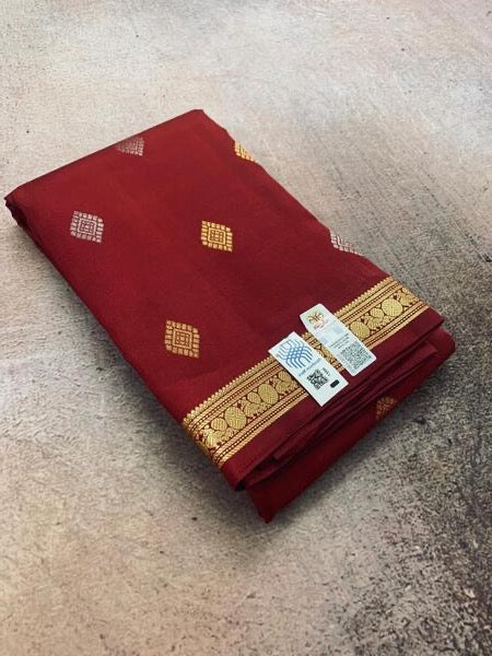 NVHSDR01-Dark Red Pure Handloom Silk Saree