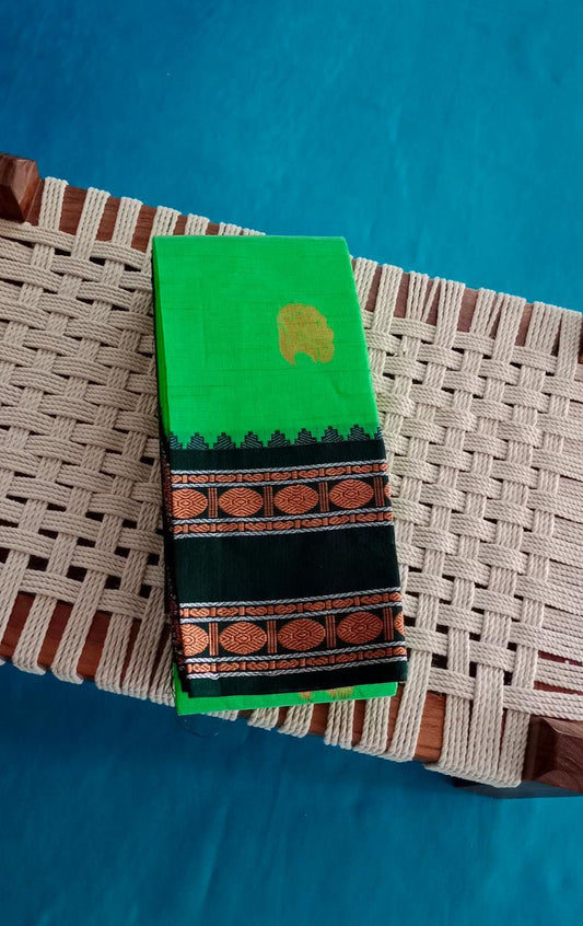 Silk cotton saree green color