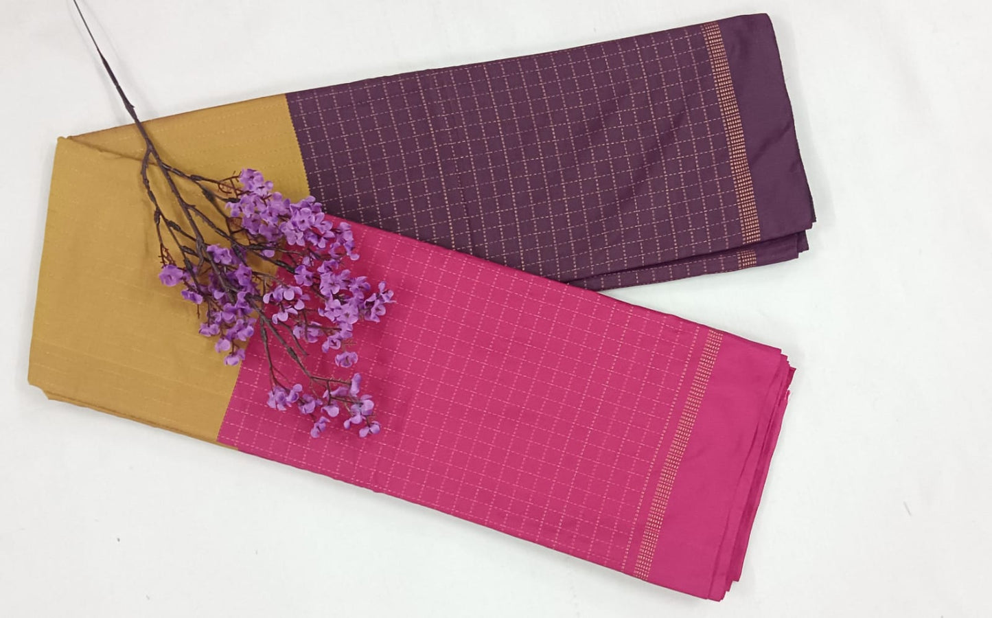 NSTR1020-NSTR1021-Noil silk checked border Sandel and pink