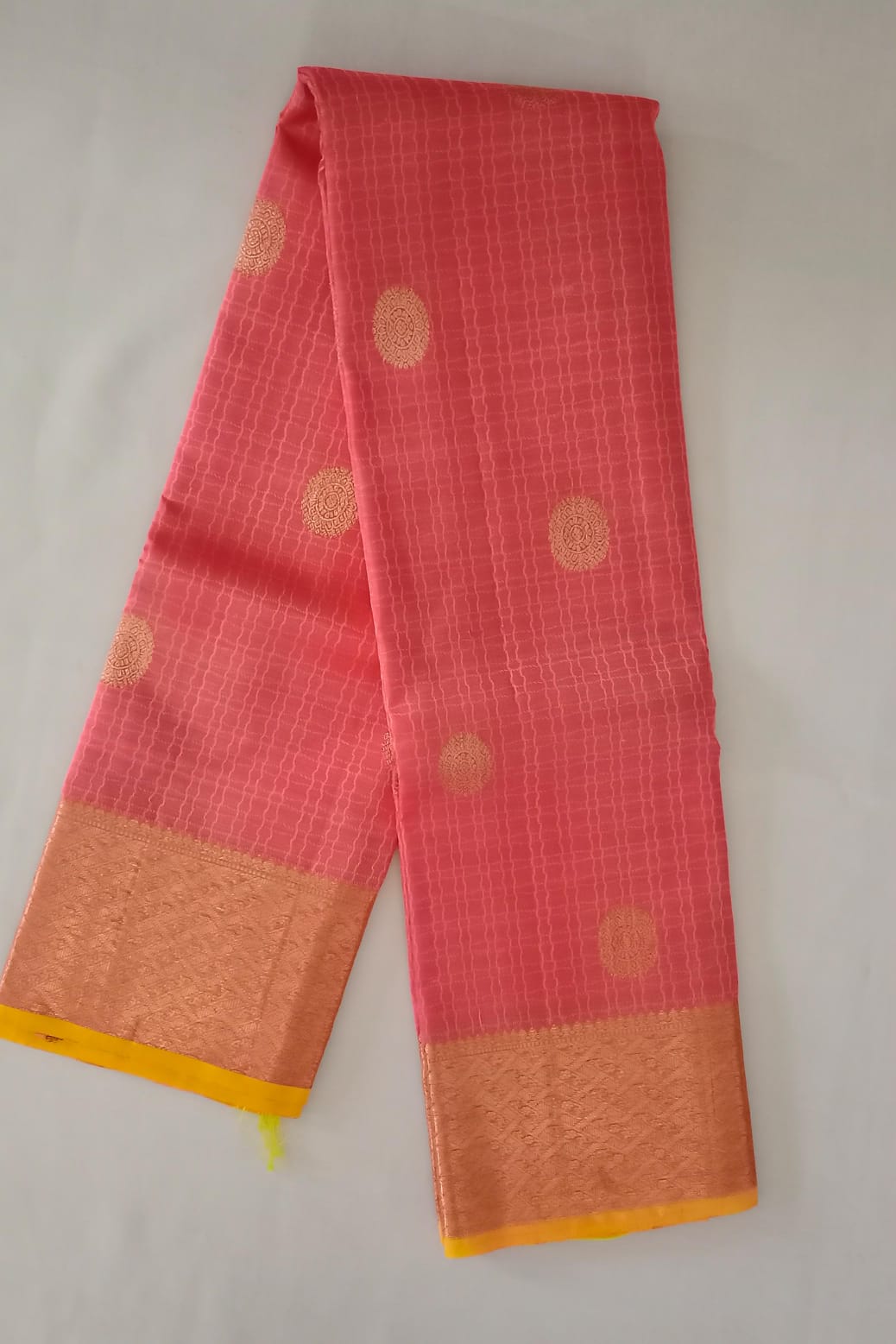 NVBSR001 Rose colour and lemon yellow colour saree