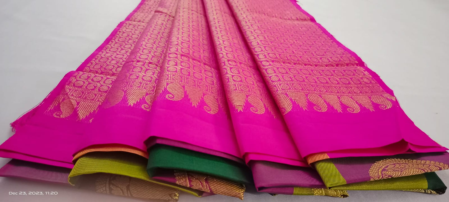 NVBS002 -Multi colour checked border saree