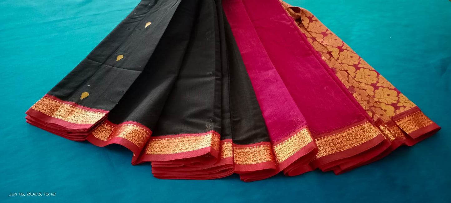 Silk cotton saree black color