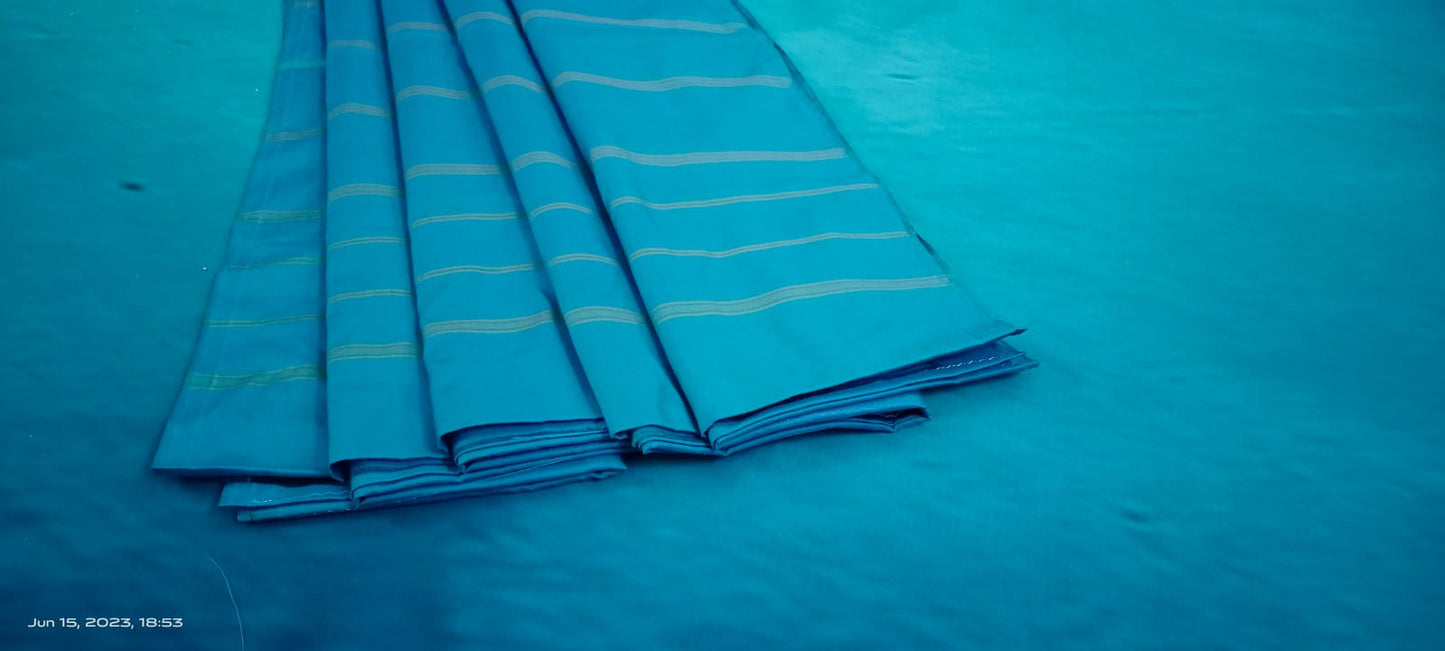 Noil Silk Line Sarees - Sky Blue