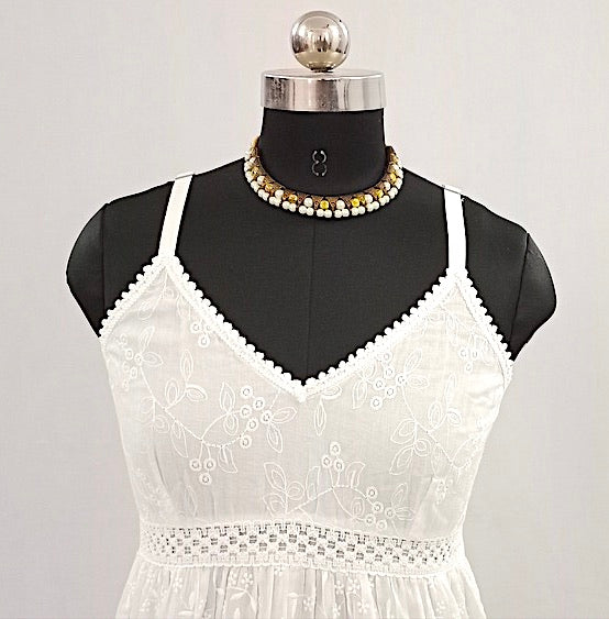 Pure Comfort: Ankle-Length Pure Cotton White Dress-NV91533/E