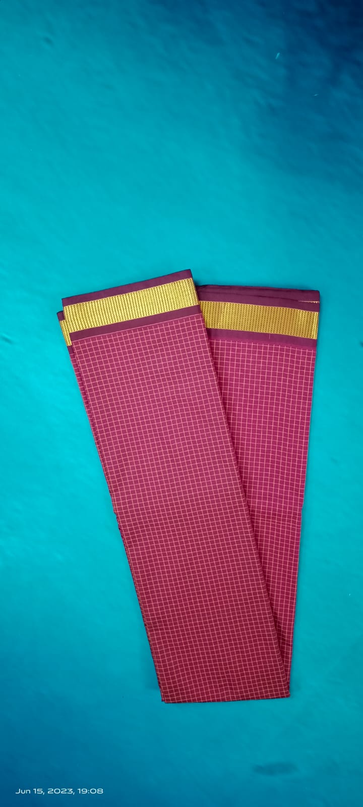 Soft Silk Checked Border  - Dark red Sarees