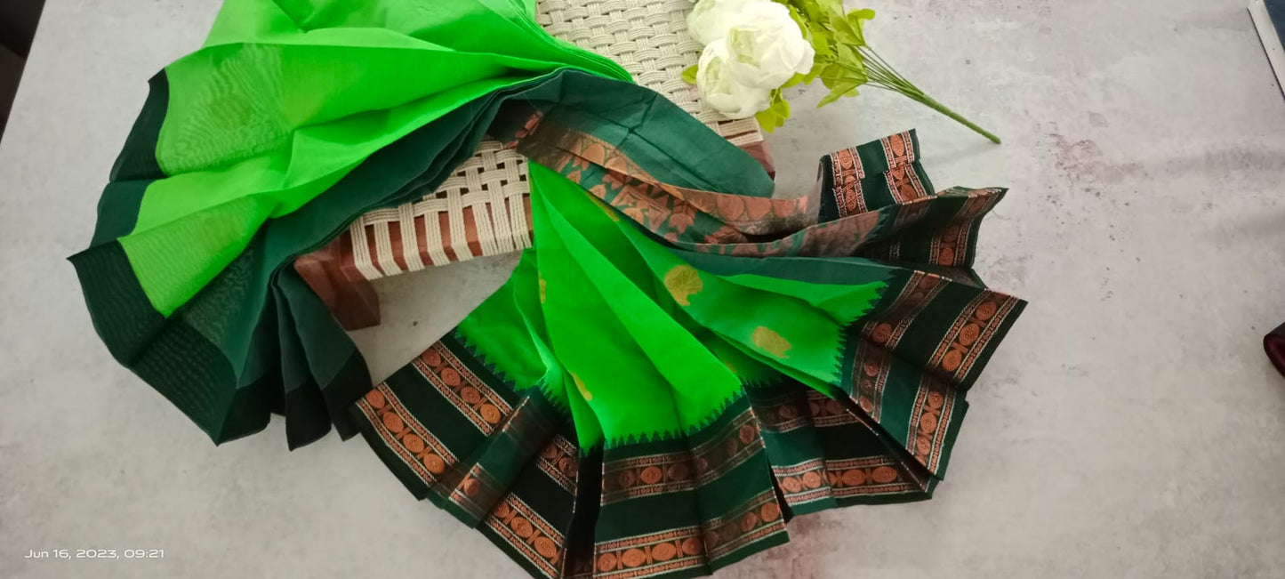 Silk cotton saree green color