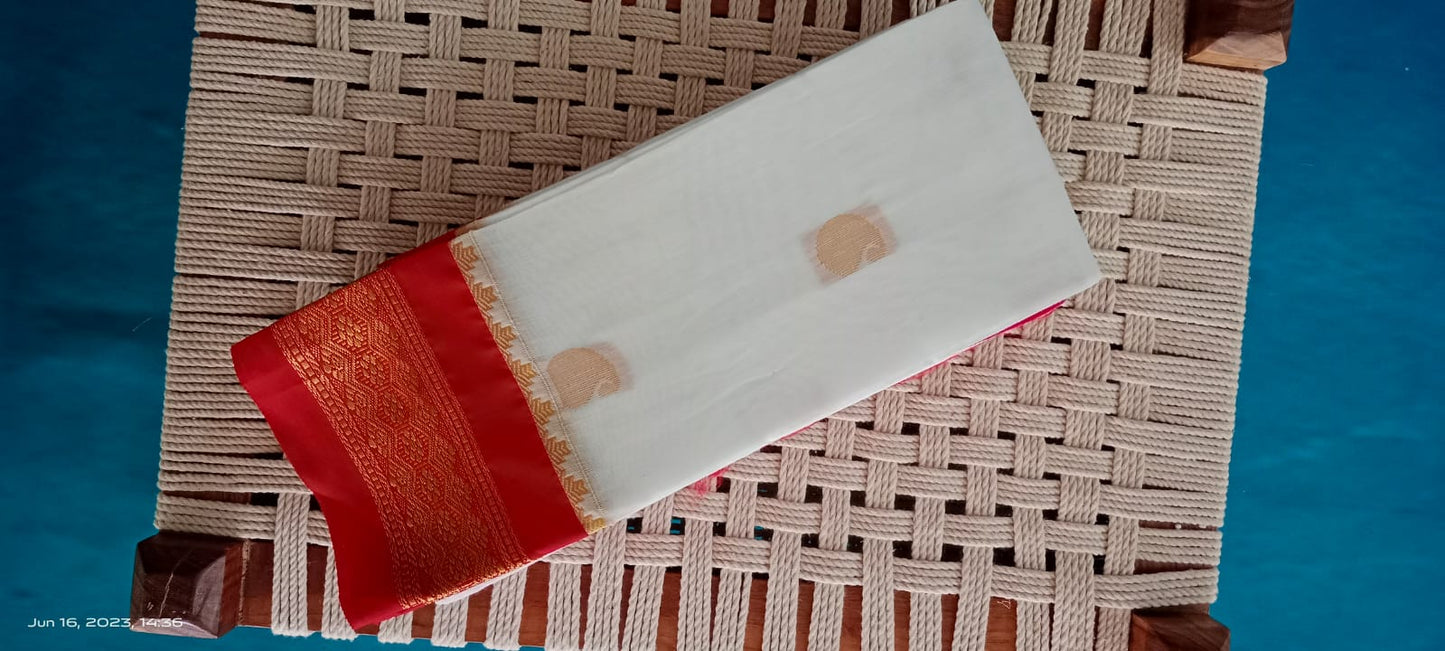 Silk cotton saree white color
