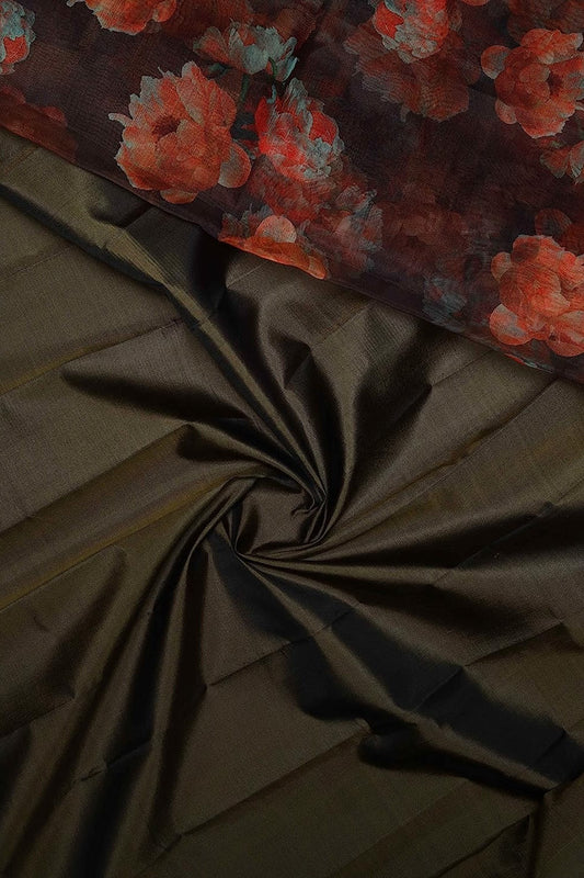 Bottle Green Silk Handloom Fabric per meter