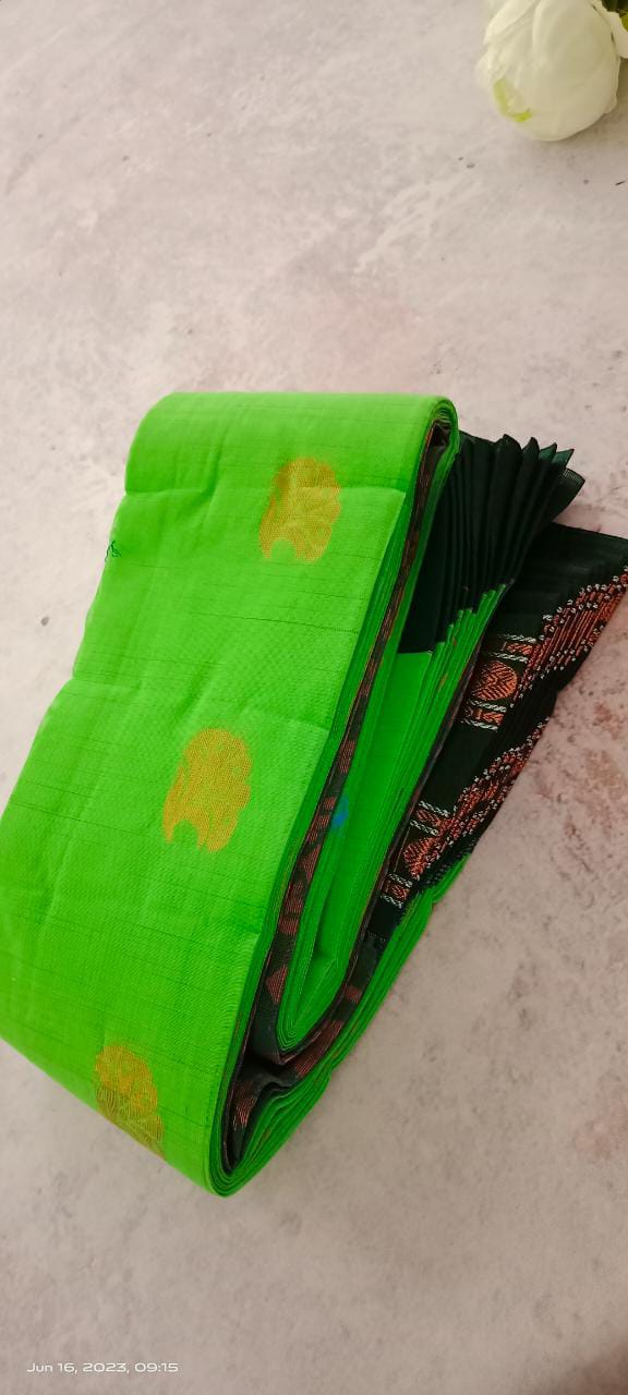 Silk cotton saree green color