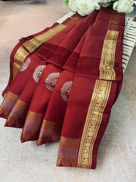 NVHSDR01-Dark Red Pure Handloom Silk Saree