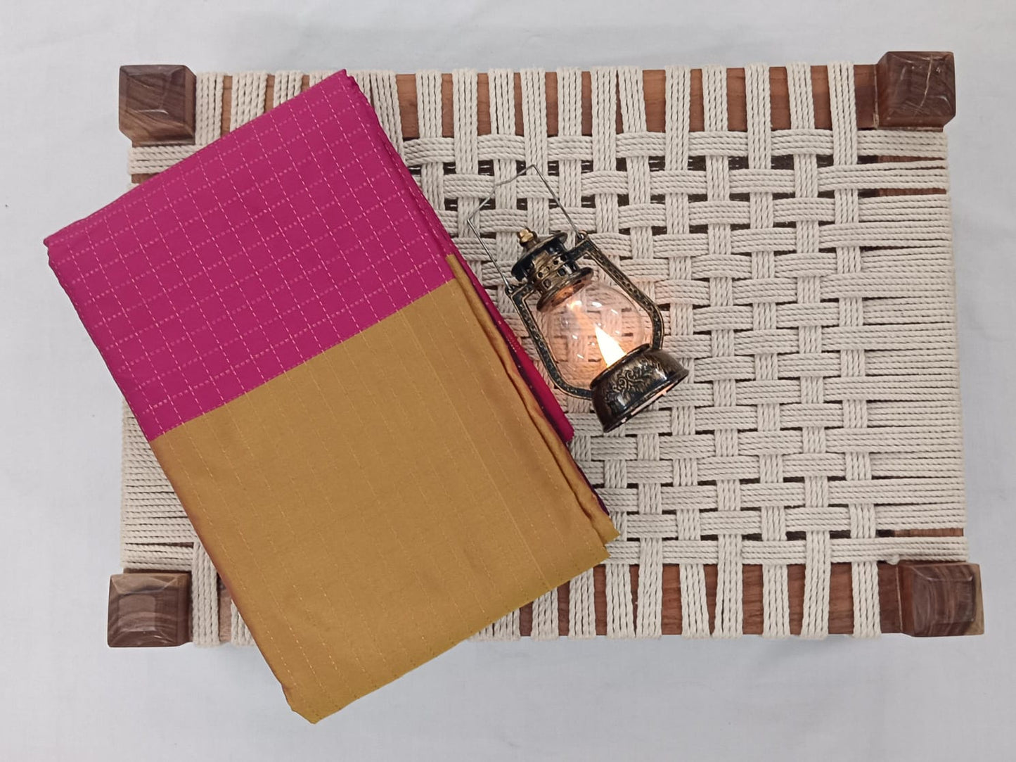 NSTR1020-NSTR1021-Noil silk checked border Sandel and pink