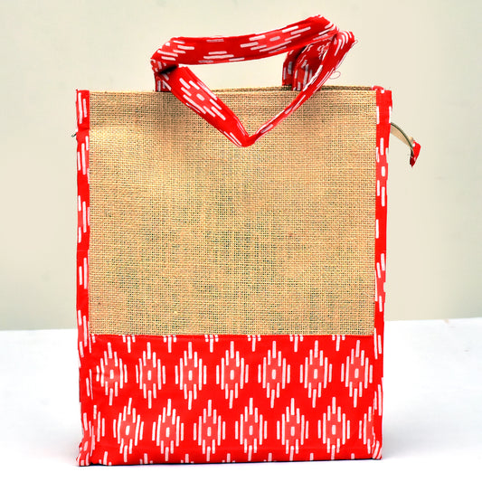 TVMLJ18-Red White Jute Bag