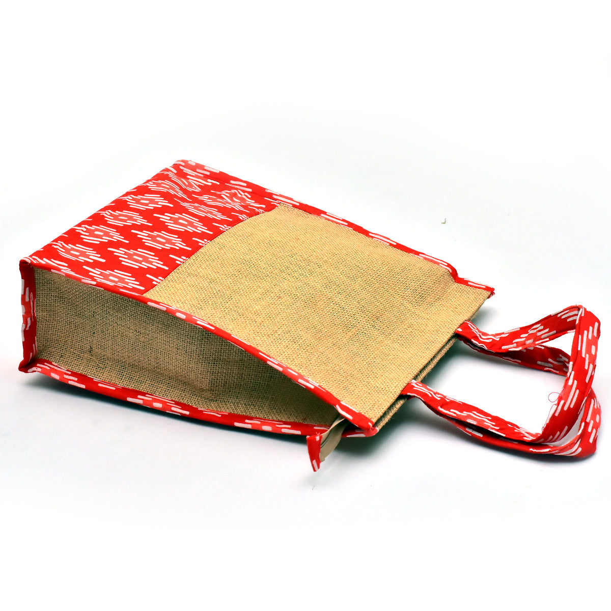 TVMLJ18-Red White Jute Bag