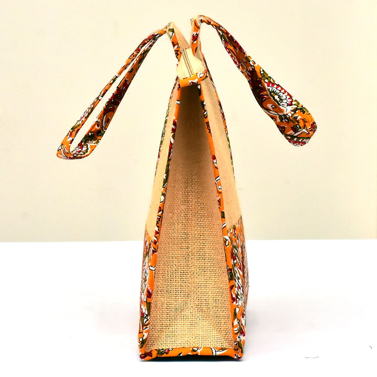 NVJB015-Orange Printed jute bag