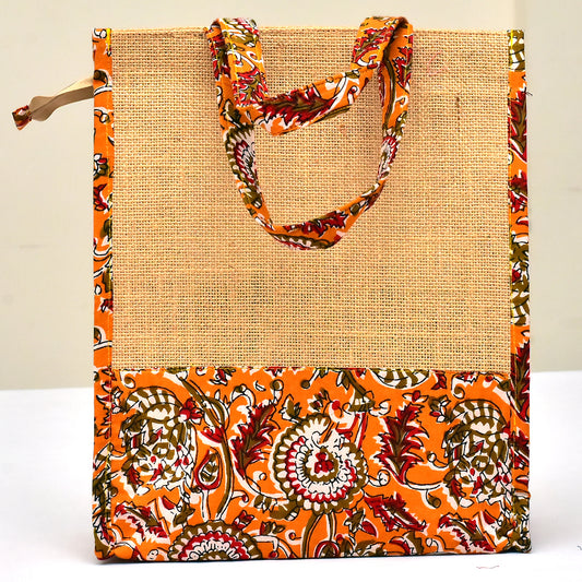 NVJB015-Orange Printed jute bag