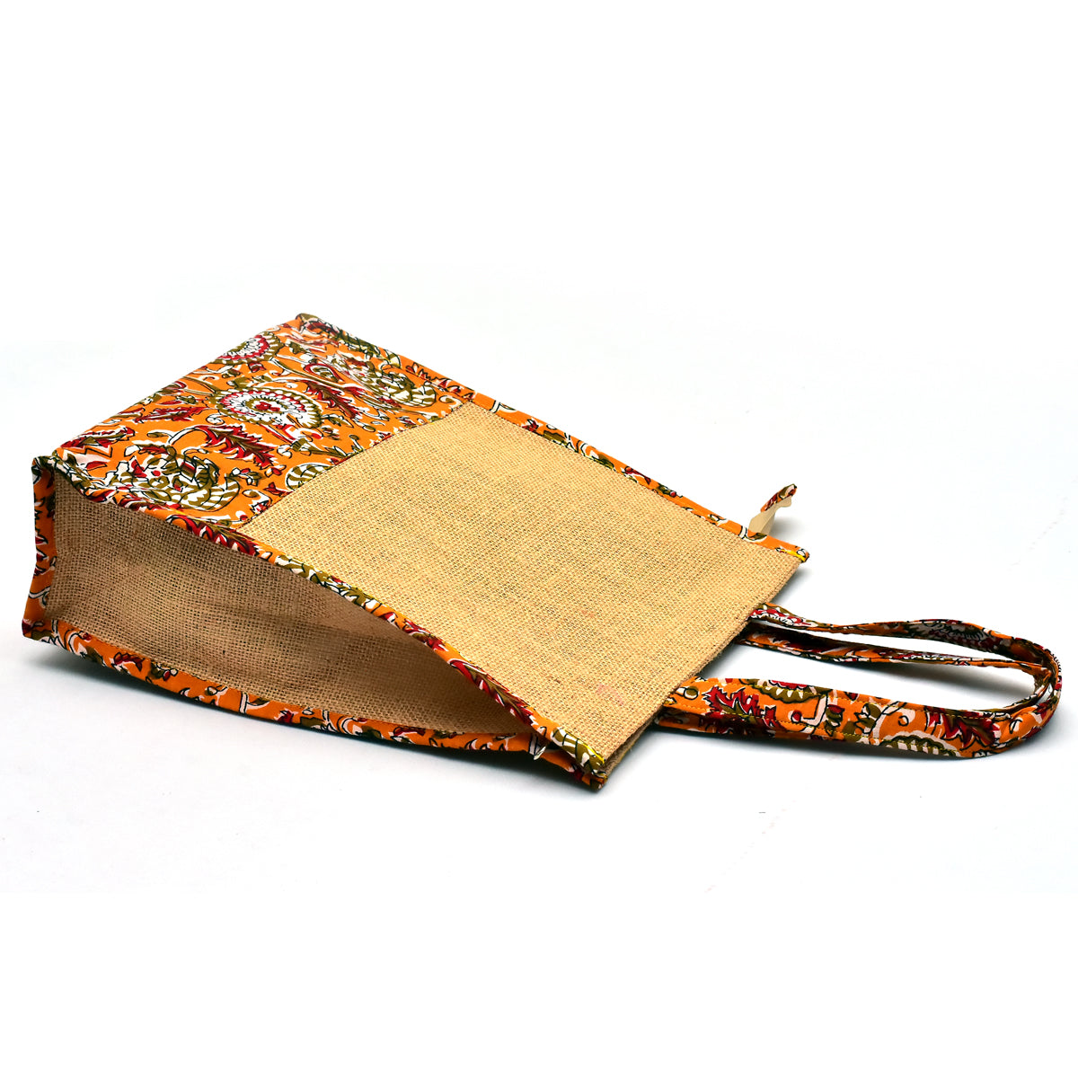 NVJB015-Orange Printed jute bag