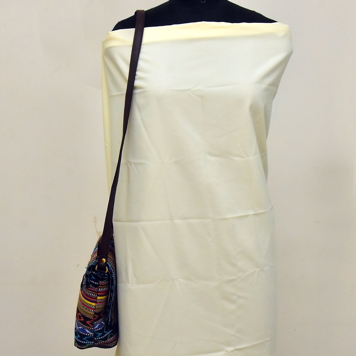 TVM06-Bag-Chic Harmony: Colorful Jacquard Cloth and Leather Sling Bag