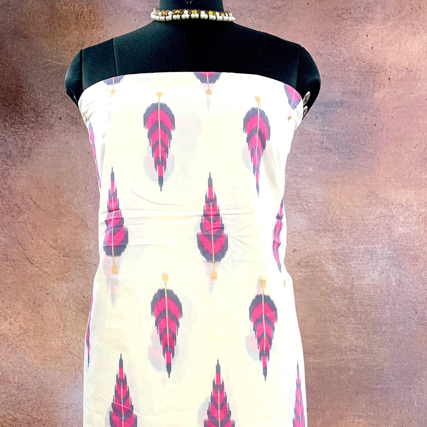 CPY003-Cotton-Blooms in Blush: White and Pink Floral Printed Cotton Fabric(in meters)