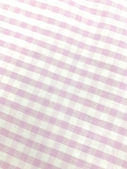 CPY011-Cotton-Rose Petal Check: White with Pink Checked Cotton Fabric