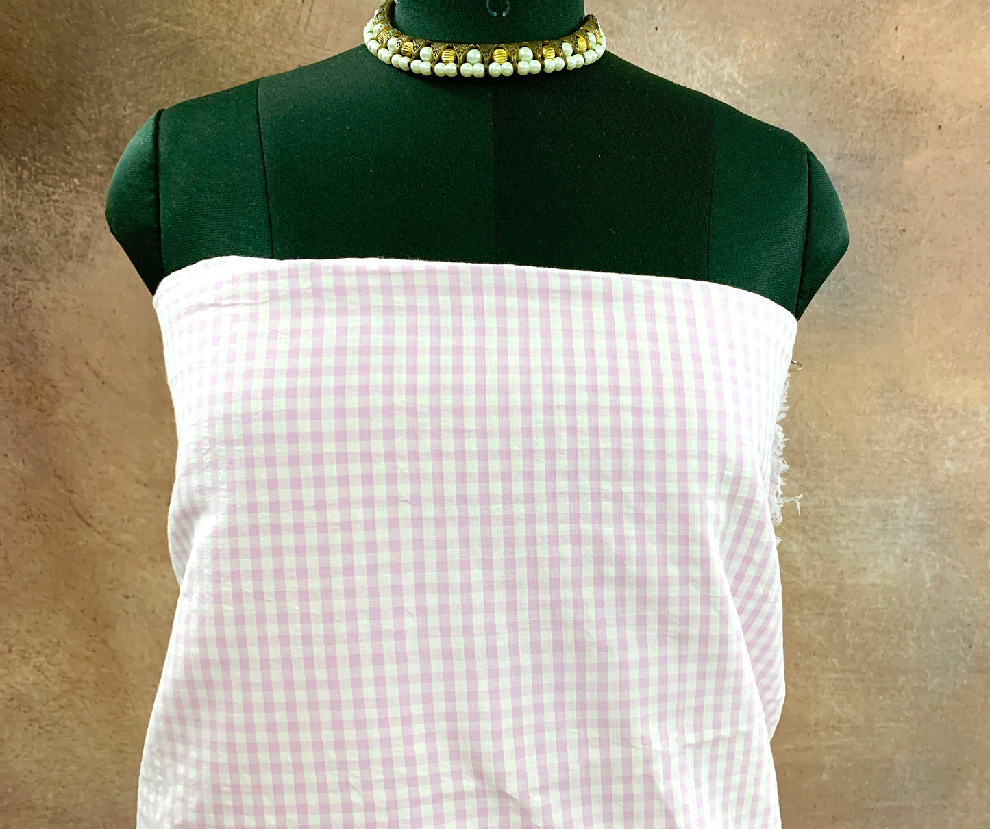 CPY011-Cotton-Rose Petal Check: White with Pink Checked Cotton Fabric