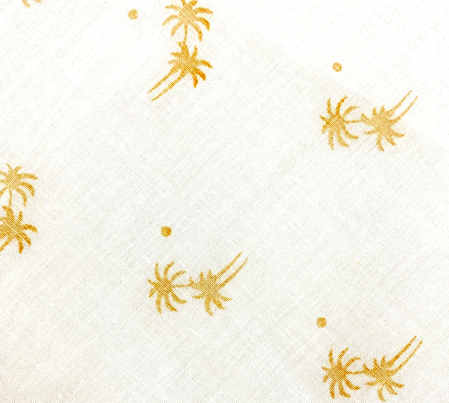 CPY013-Cotton-Tropical Whispers: White Small Palm Tree Printed Cotton Fabric