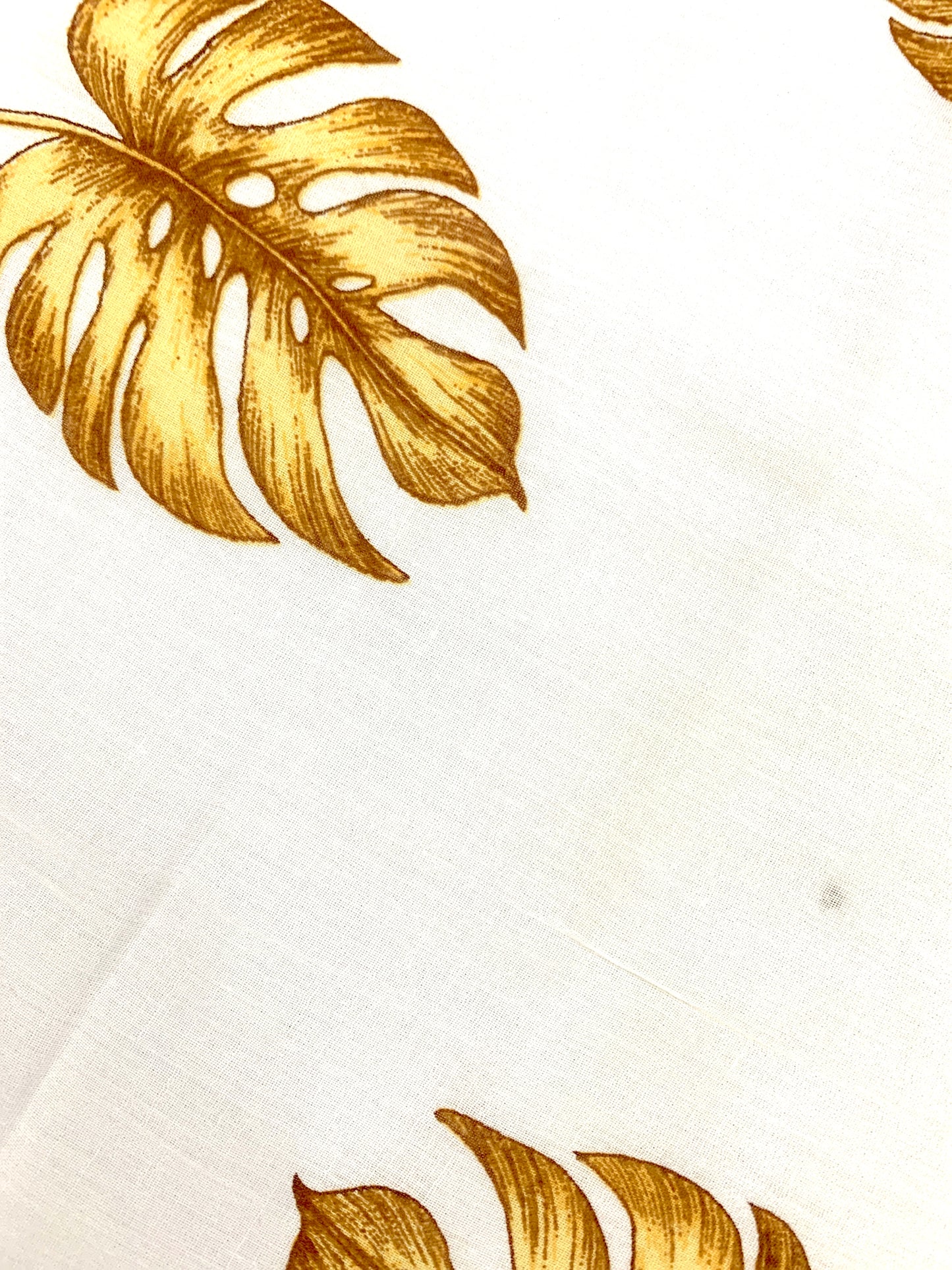 CPY014-Cotton-Serenity Leaves: White Small Palm Leaf Printed Cotton Fabric
