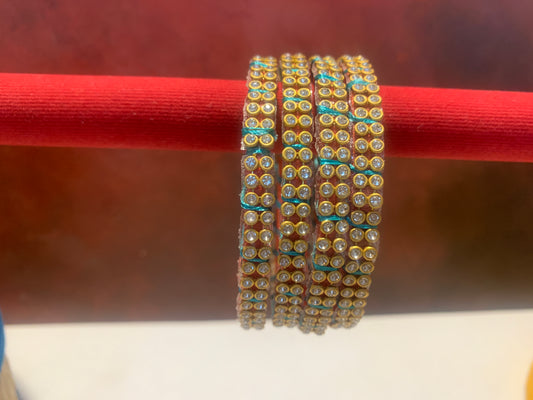 NVSB0011-Orange with white stone silk thread bangle