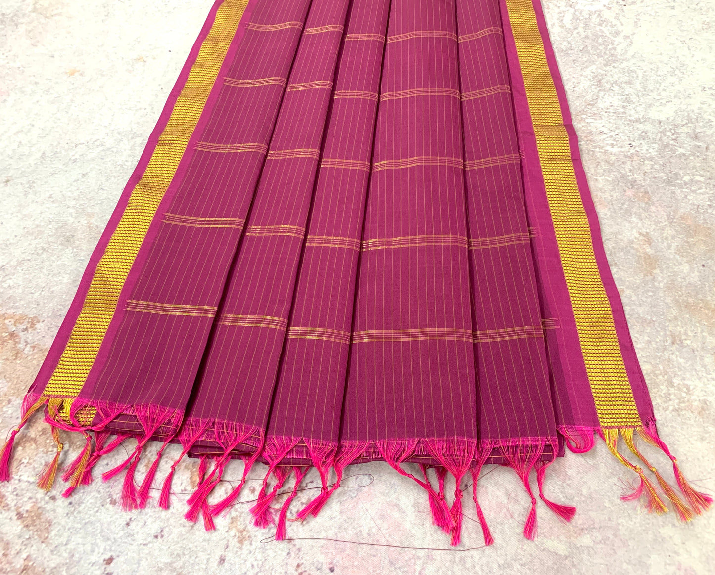 NVSSCB006- Majenta Colour Checked Border Soft Silk Saree-9 yard Saree