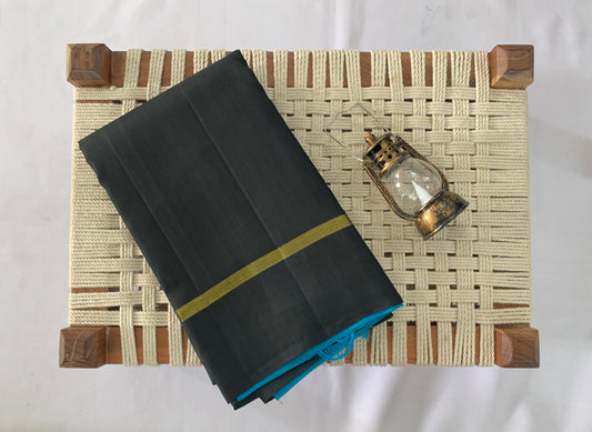 NVDHSB030 Black with Pallu Blue Color Dobby  Handloom Silk Saree