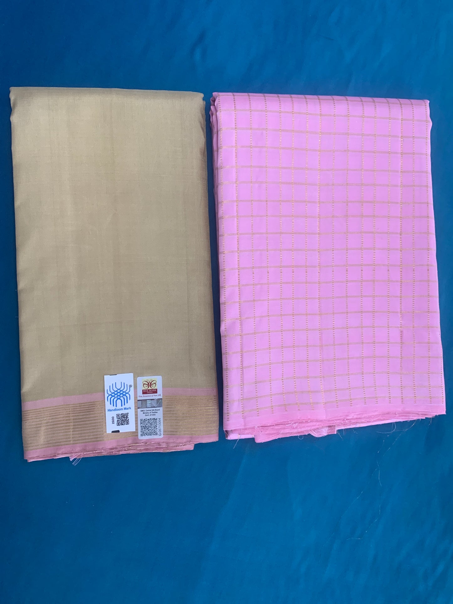 NVHSVBP002-Pink Handloom silk Veshti And NVHSSBP002-Babypink Handloom Silk Shirt 2.5 meters