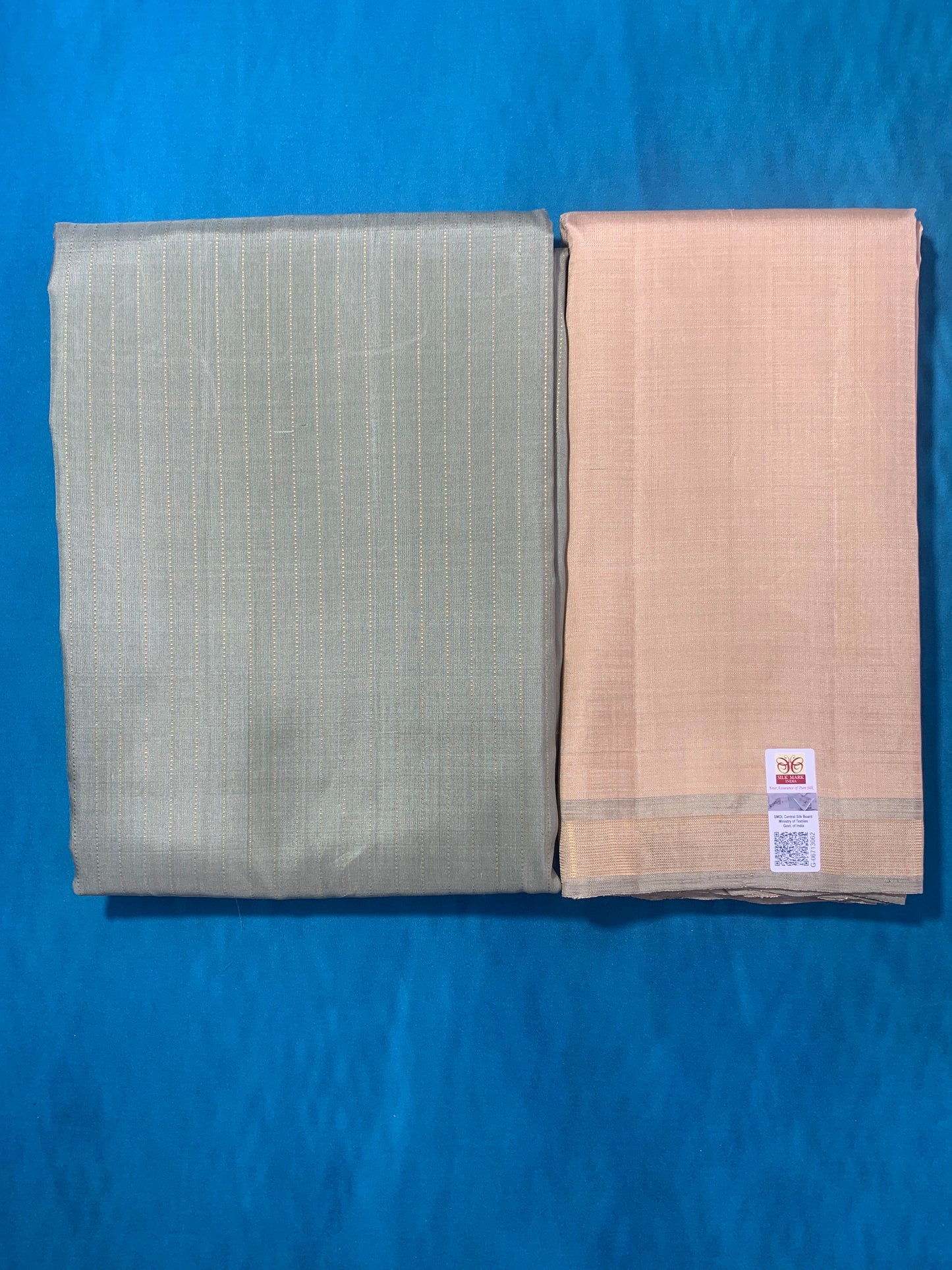NVHSVOG003-Oilve Green Handloom Silk Veshti And NVHSSOG004-Olive Green Handloom Silk Shirt 2.5 meters