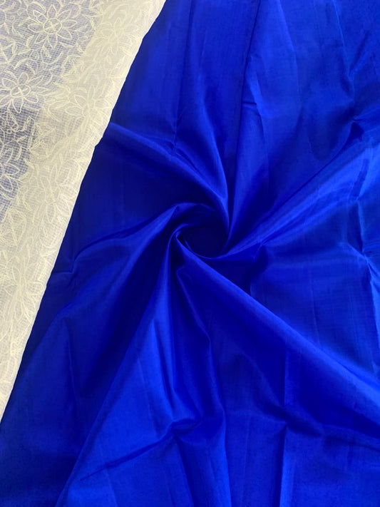 Plain Blue Handloom Silk Fabric per meter