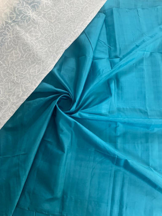 Aquablue Silk Handloom Fabric per Meter